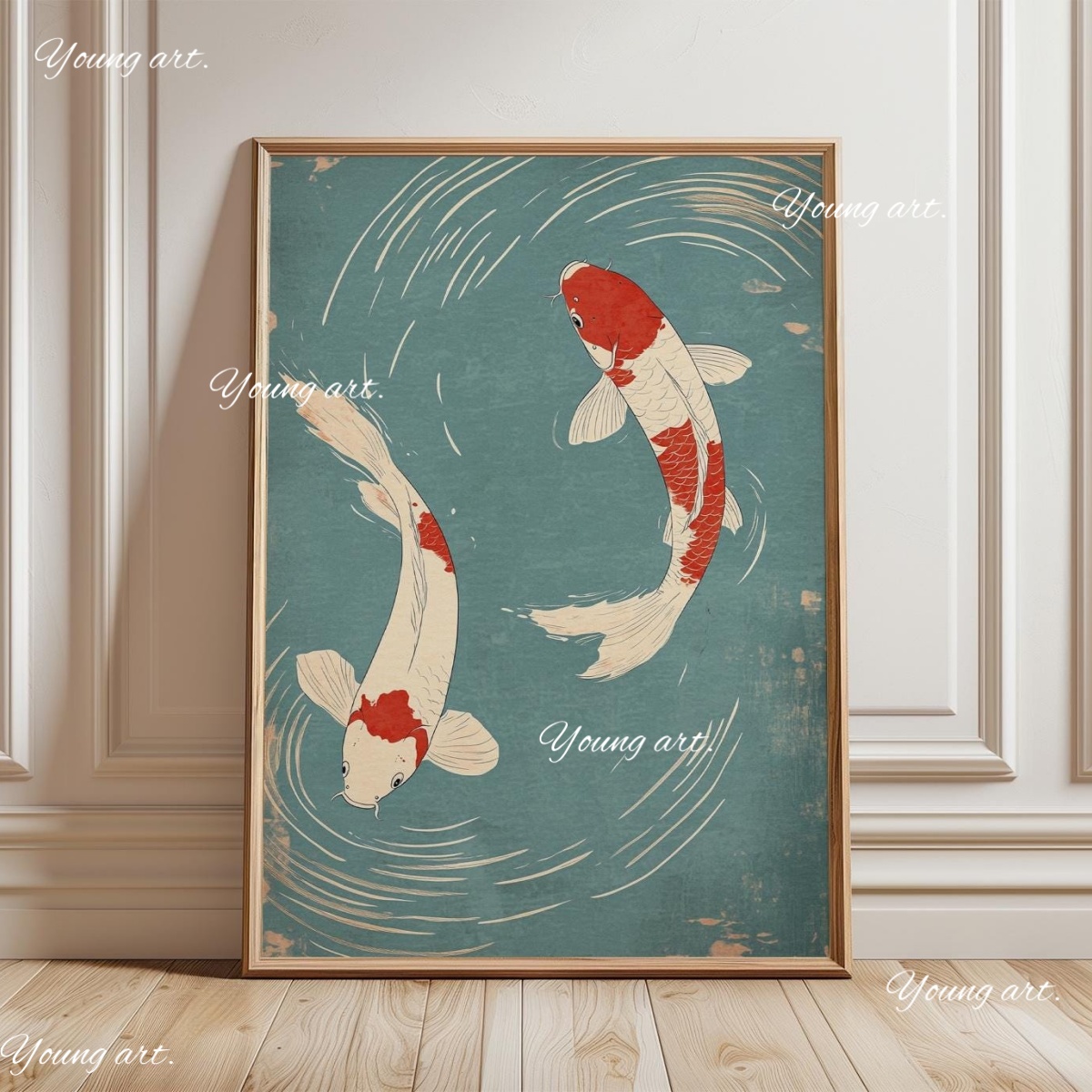 Japanese Koi Fish Canvas Print - Home Decor Japandi Style ulasan dan harga