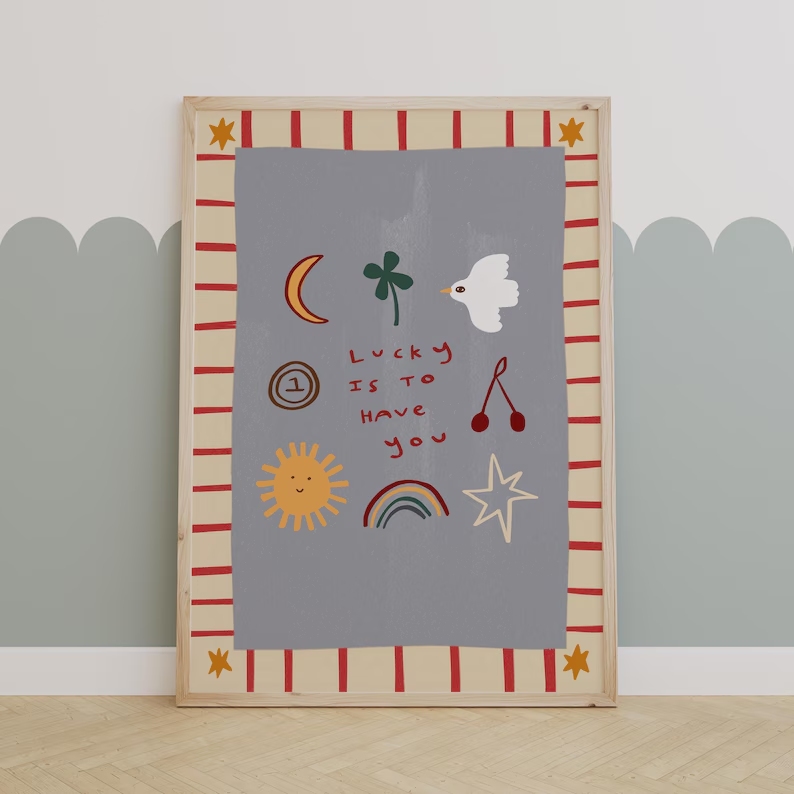 Cartoon Lucky To Have You Quot - Home Decor Quotes ulasan dan harga
