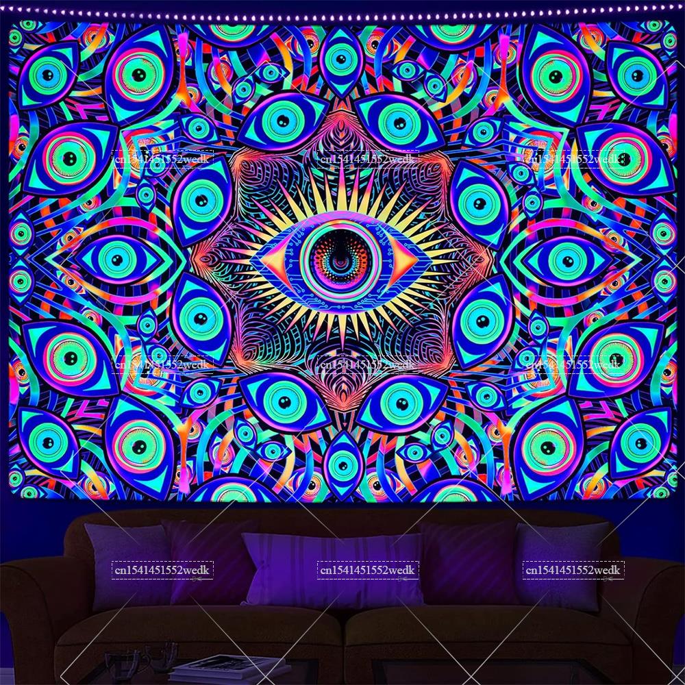Blacklight Eyes Tapestry Boho  - Aesthetic Tapestry ulasan dan harga