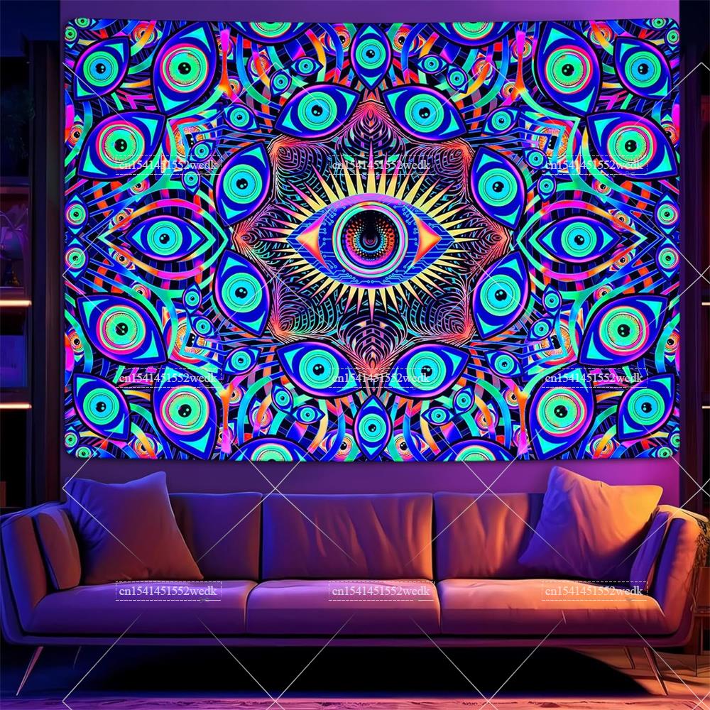 Blacklight Eyes Tapestry Boho  - Aesthetic Tapestry ulasan dan harga
