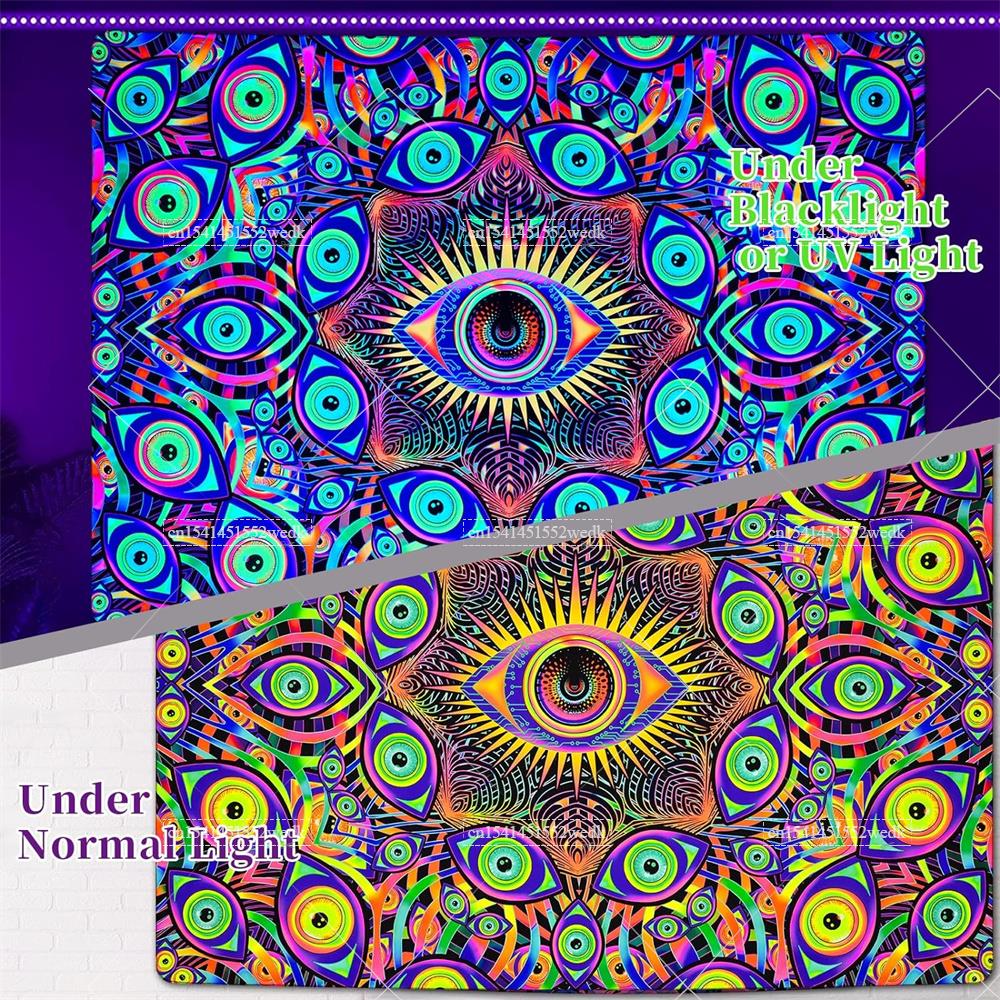 Blacklight Eyes Tapestry Boho  - Aesthetic Tapestry ulasan dan harga