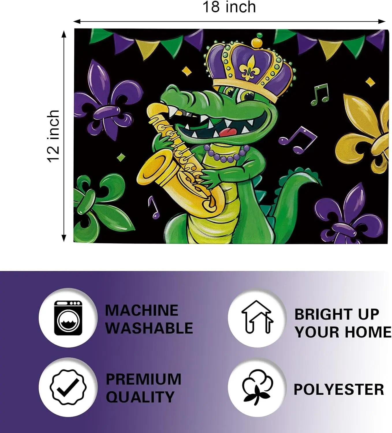 Mardi Gras Alligator Placemats - Home Decor New Orleans ulasan dan harga